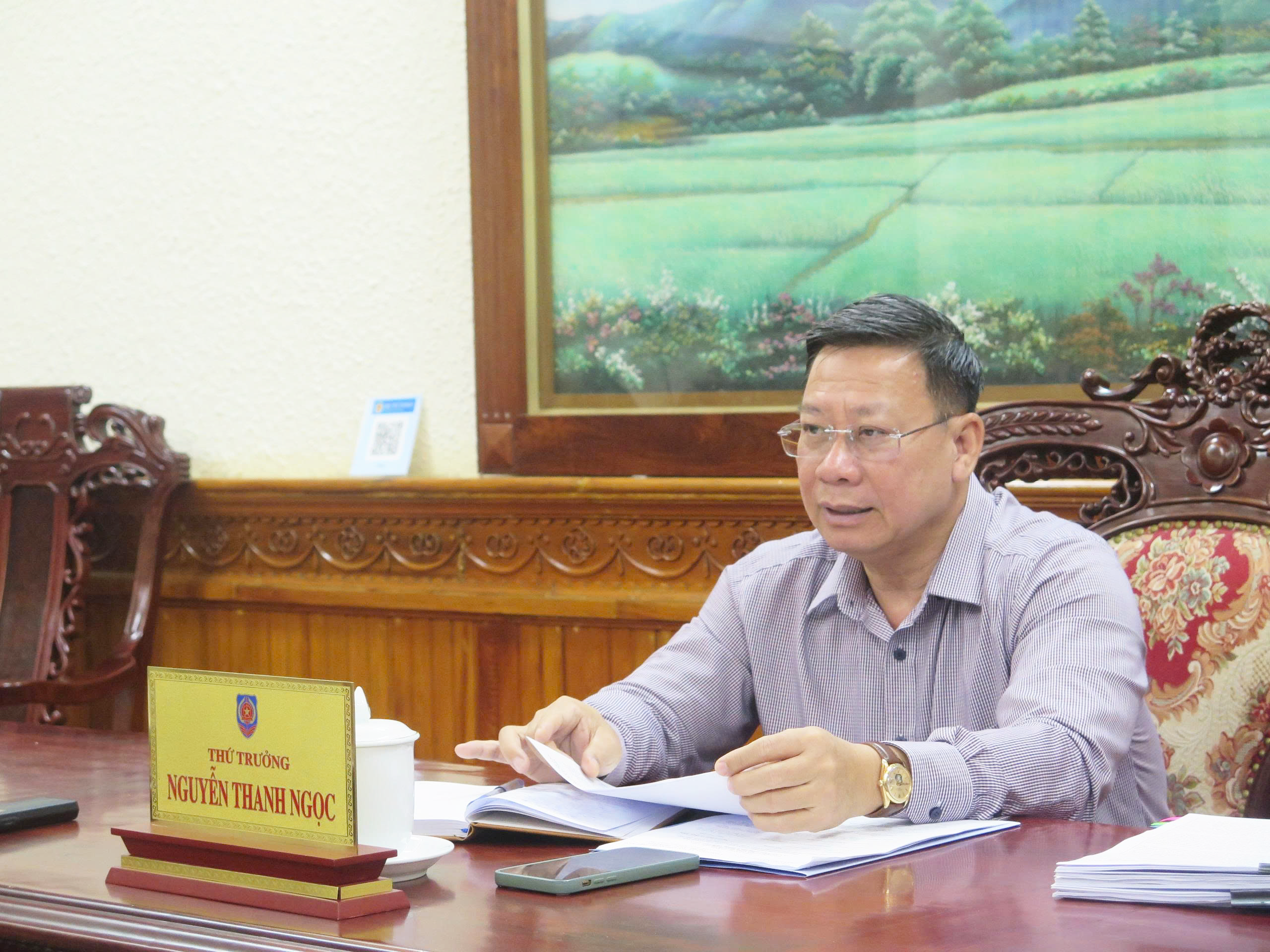 Thứ trưởng Bộ Tư pháp Nguyễn Thanh Ngọc làm việc với Tạp chí Dân chủ và Pháp luật về kết quả công tác 06 tháng đầu năm 2025