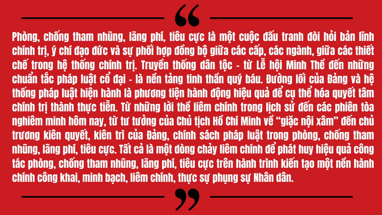 Phòng, chống tham nhũng, lãng phí, tiêu cực - Truyền thống, pháp luật và khát vọng phụng sự Nhân dân