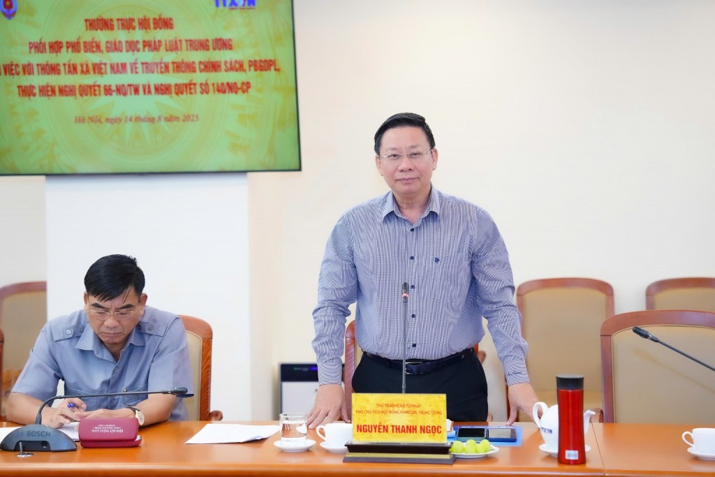 Hội đồng Phối hợp phổ biến, giáo dục pháp luật Trung ương làm việc với Thông tấn xã Việt Nam