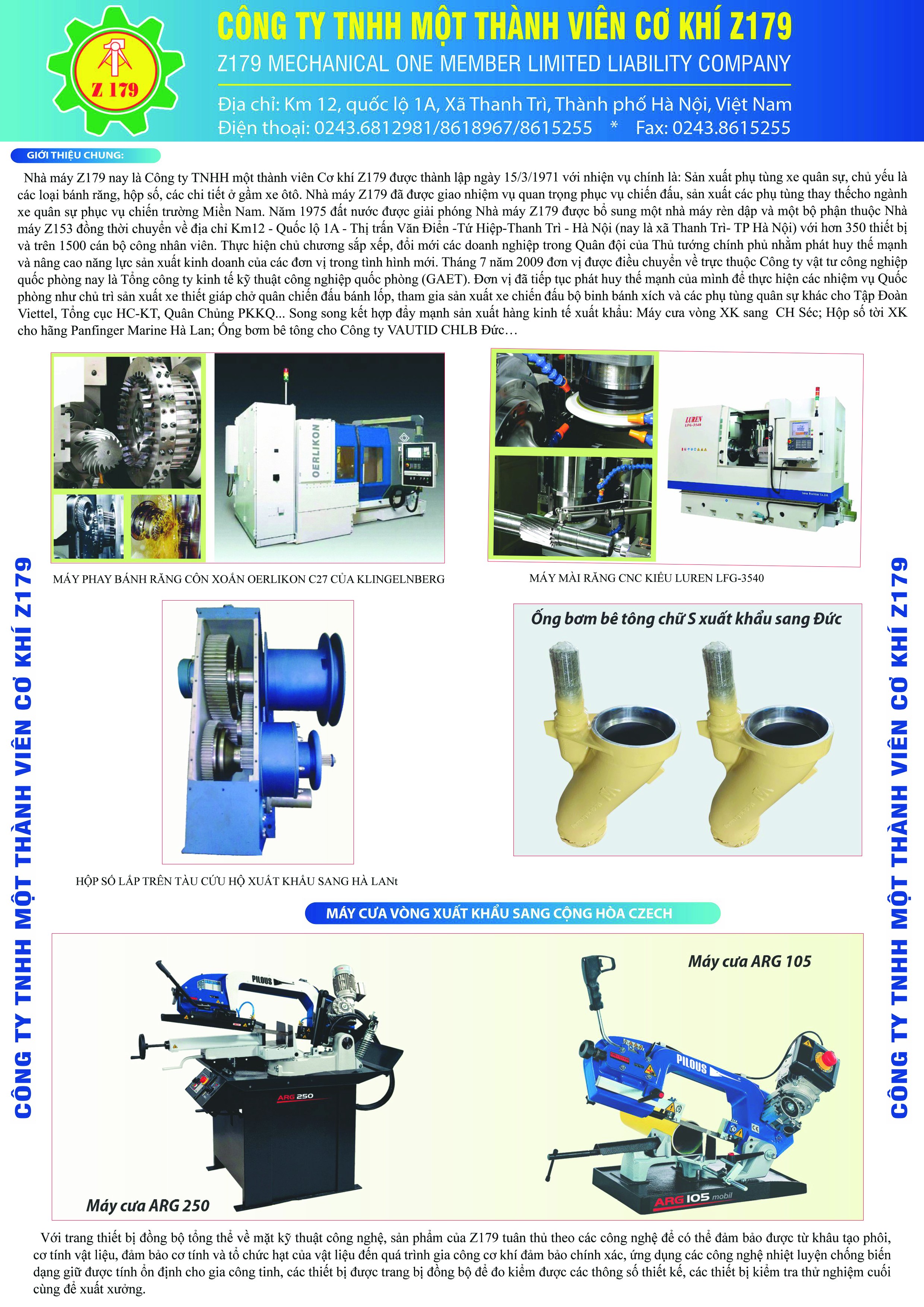 Công ty TNHH Một thành viên Cơ khí Z179 Công ty TNHH Một thành viên Cơ khí Z179