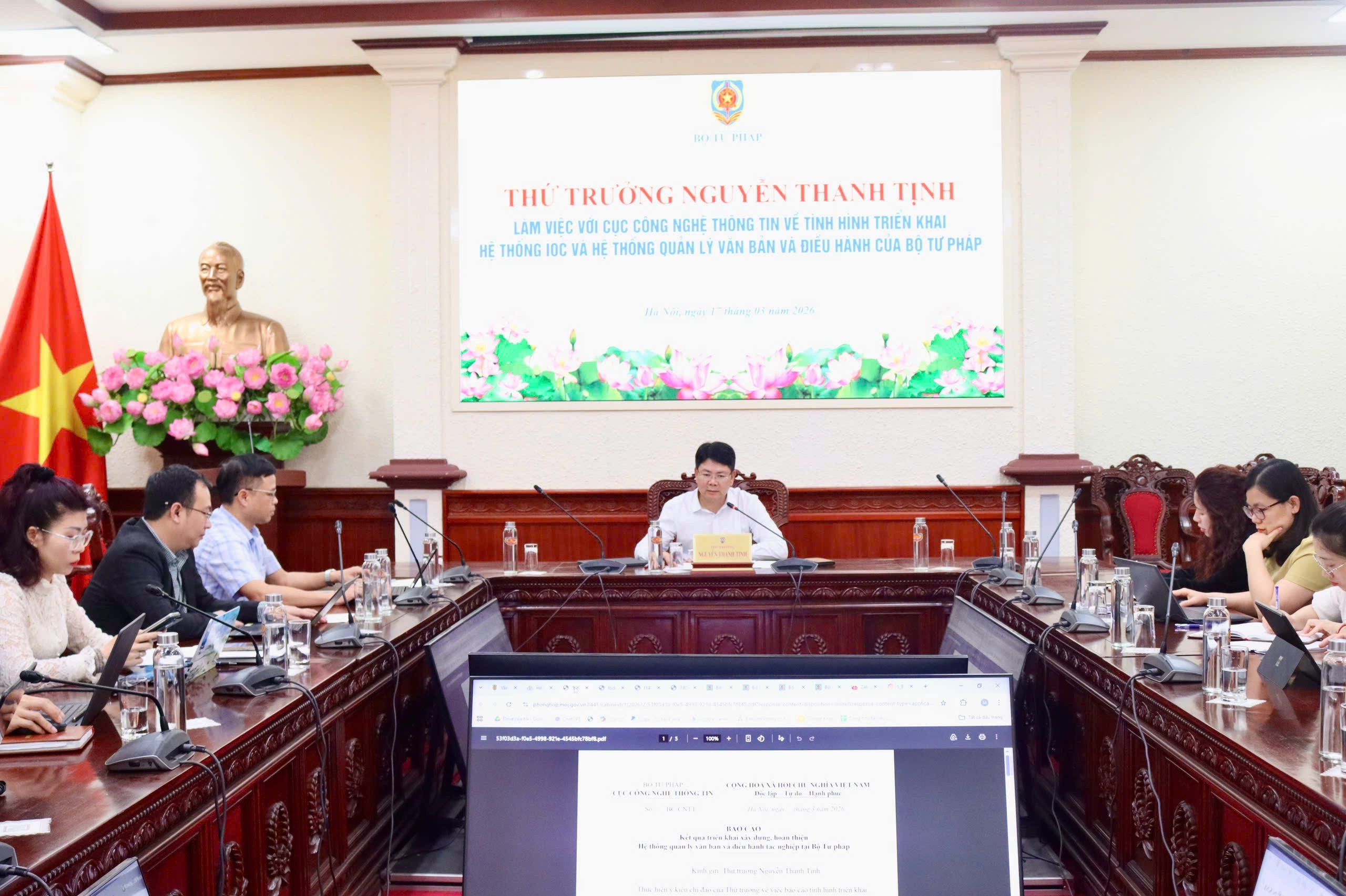 Tăng tốc triển khai Hệ thống IOC, nâng cao hiệu quả Hệ thống quản lý văn bản và điều hành của Bộ Tư pháp