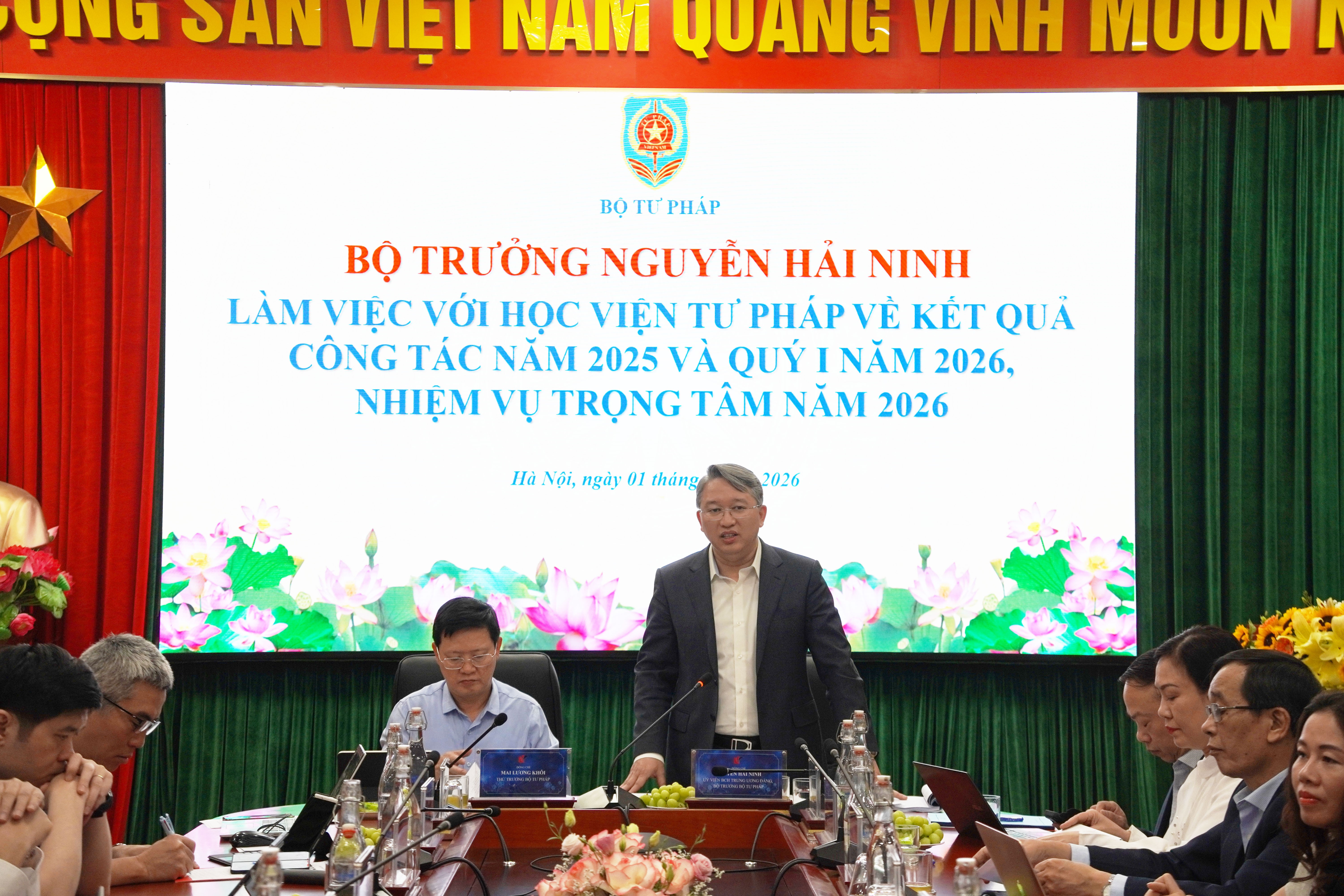 Bộ trưởng Bộ Tư pháp Nguyễn Hải Ninh: Học viện Tư pháp cần đổi mới mạnh mẽ tư duy trong triển khai thực hiện nhiệm vụ, gắn với yêu cầu của “kỷ nguyên mới”