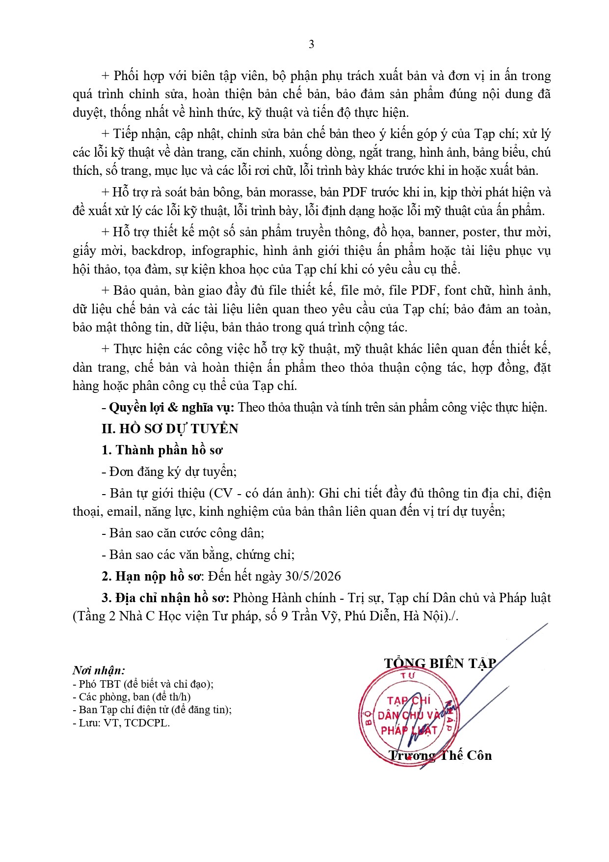 Tạp chí Dân chủ và Pháp luật thông báo về việc tuyển cộng tác viên