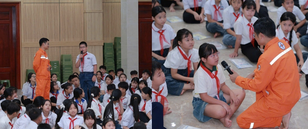 Không khí lớp học sôi nổi với sự tham gia tích cực của các em học sinh trong phần trao đổi, thảo luận và hỏi – đáp.