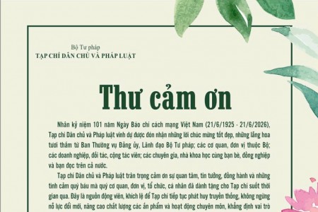 Thư cảm ơn của Tạp chí Dân chủ và Pháp luật