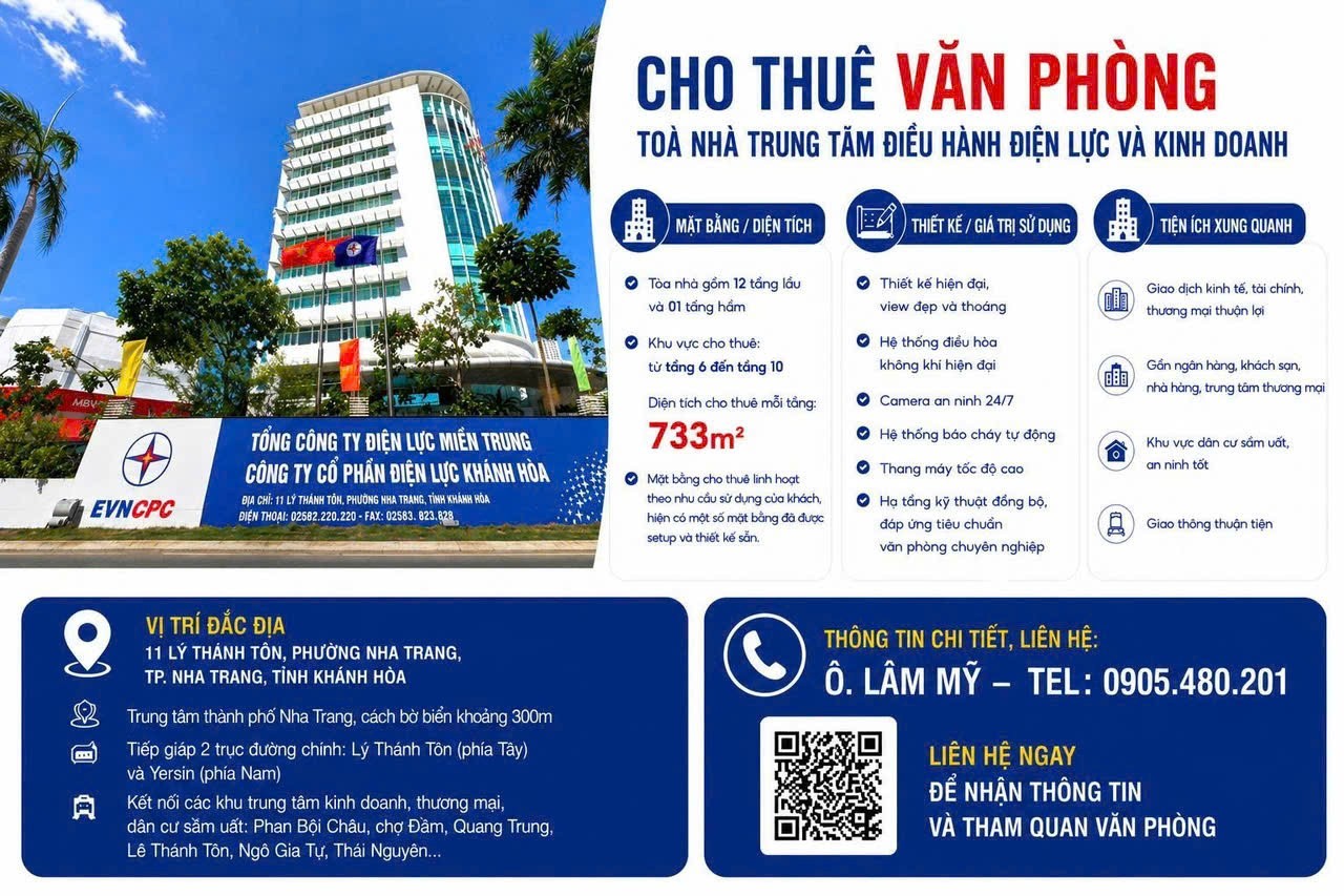 Cho thuê Văn phòng Tòa nhà Trung tâm điều hành điện lực và kinh doanh