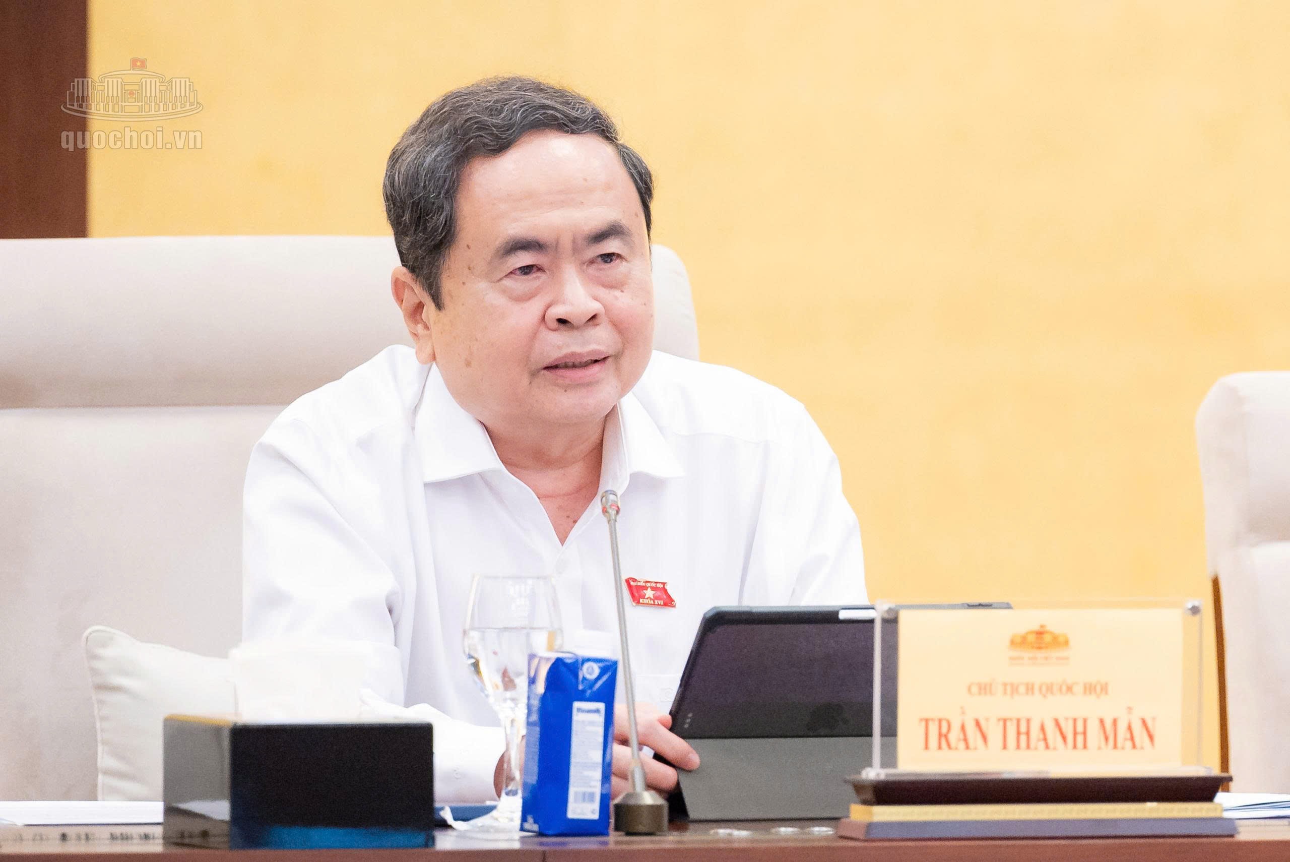 Chủ tịch Quốc hội Trần Thanh Mẫn phát biểu tại Phiên họp (Ảnh: quochoi.vn)