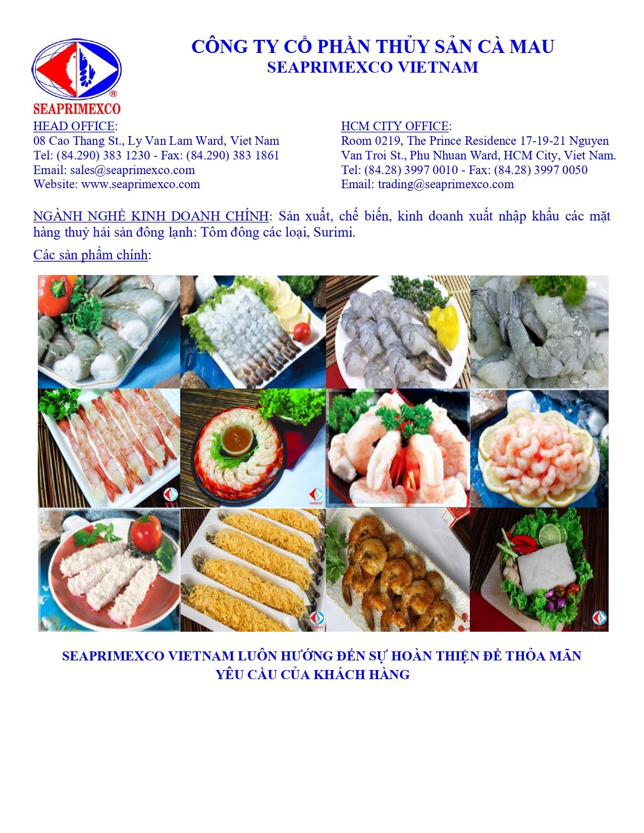 CÔNG TY CỔ PHẦN THỦY SẢN CÀ MAU SEAPRIMEXCO VIETNAM