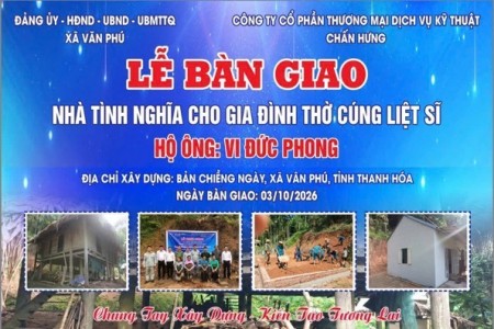 Công ty Chấn Hưng bàn giao nhà tình nghĩa cho gia đình thờ cúng liệt sĩ tại xã Văn Phú, Thanh Hóa