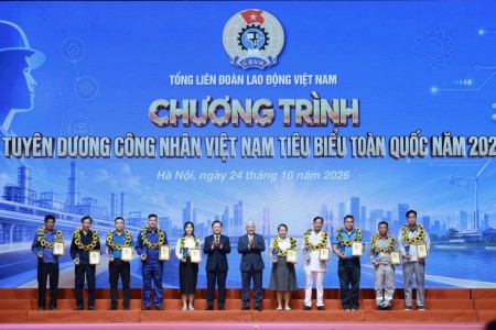 Tôn vinh 10 công nhân Việt Nam tiêu biểu toàn quốc năm 2026