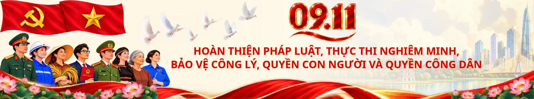 Bộ nhận diện và các khẩu hiệu tuyên truyền hưởng ứng Ngày Pháp luật Việt Nam năm 2026