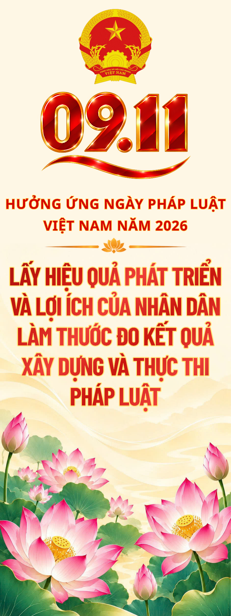 Bộ nhận diện và các khẩu hiệu tuyên truyền hưởng ứng Ngày Pháp luật Việt Nam năm 2026