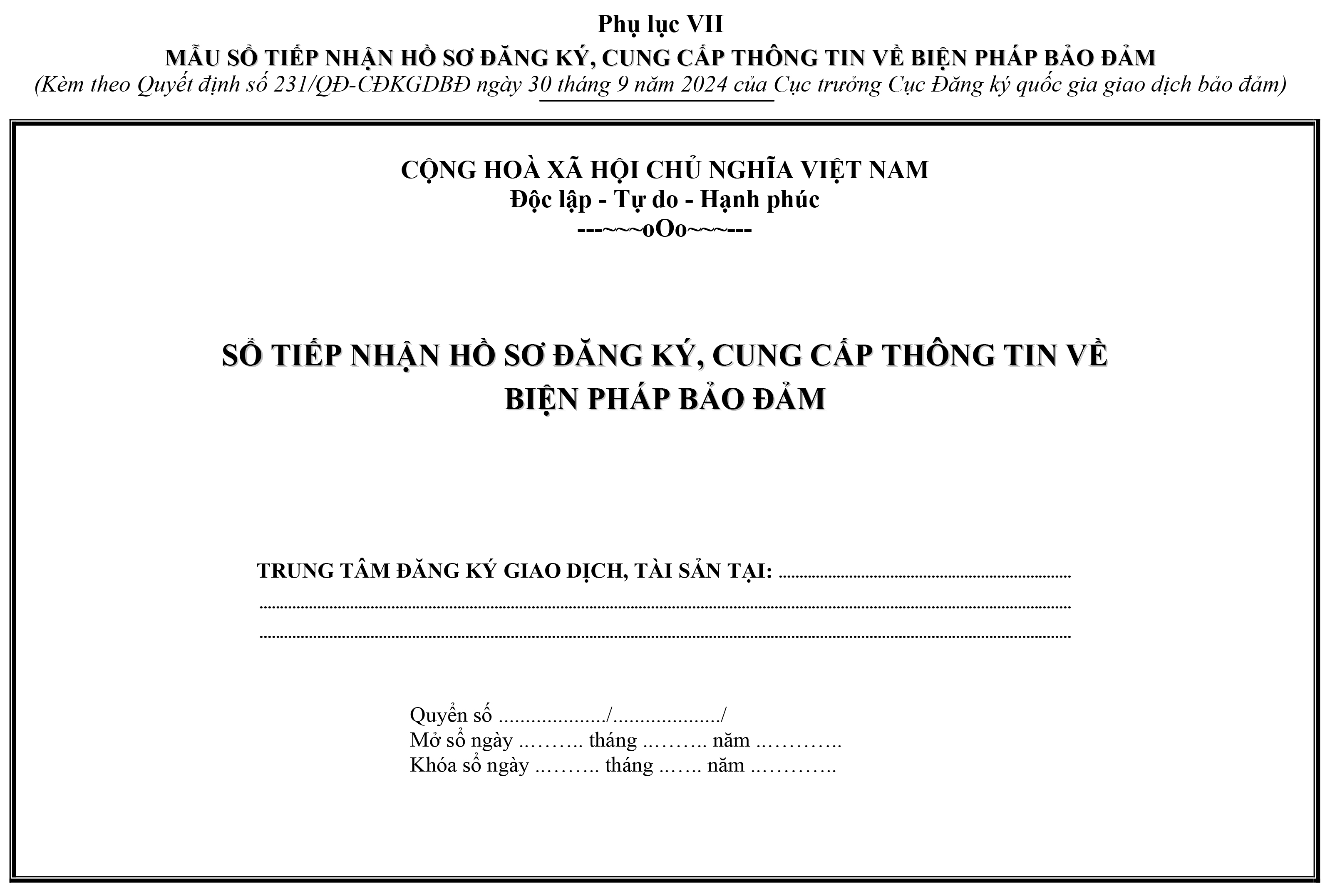 Tiếp nhận Hồ sơ đăng ký, cung cấp thông tin về biện pháp bảo đảm